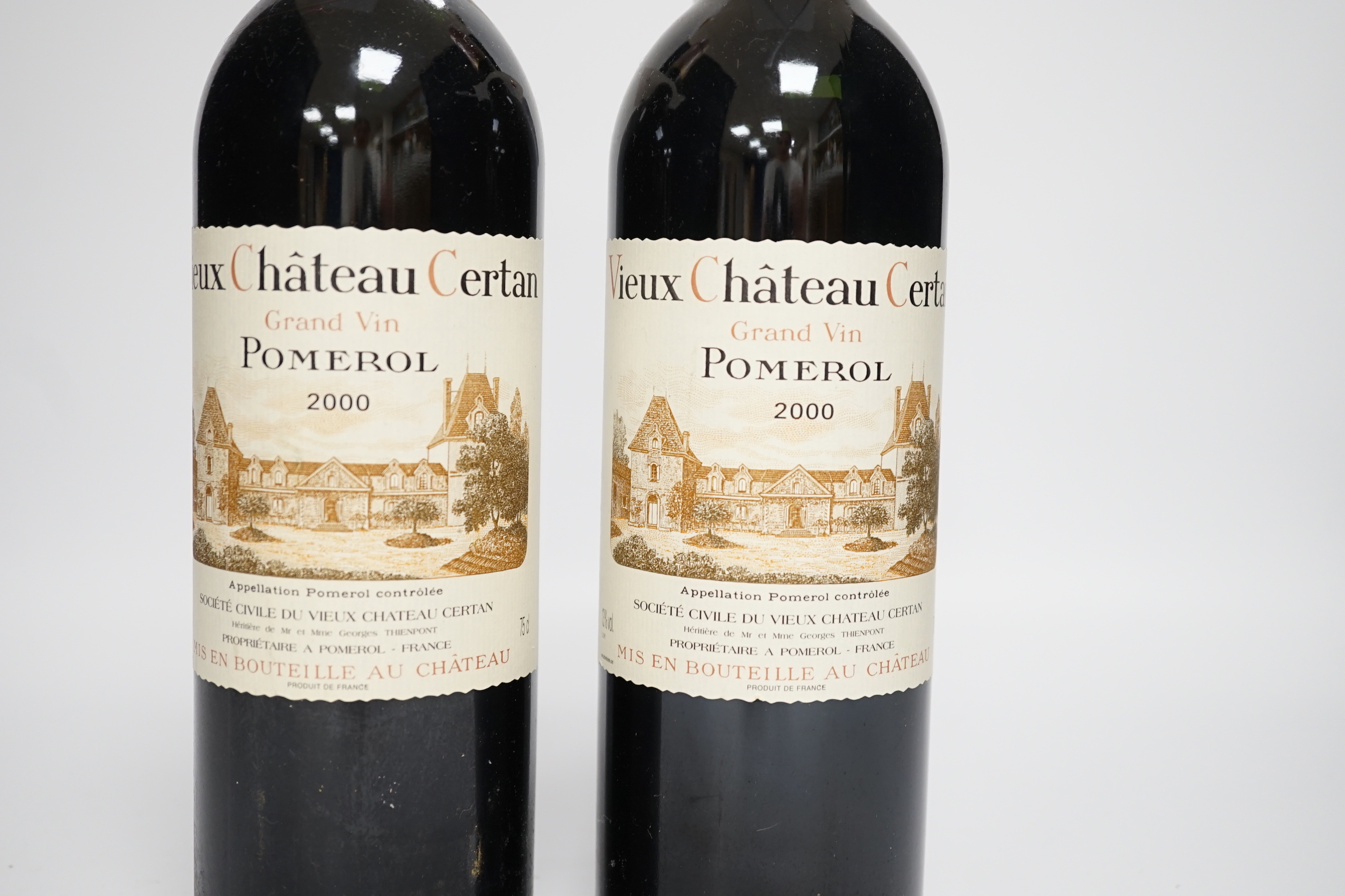 Two bottles of Vieux Chateau Certan Grand Vin Pomerol 2000